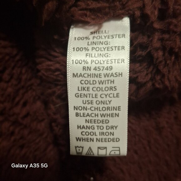 Denim & Co. Quilted Burgundy Puffer Vest With Faux Sherpa Lining XXS Cozycore - Picture 6 of 7